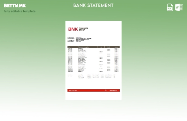 Модерен стил, шаблон за збор за извод од банка на Јужна Кореја BNK